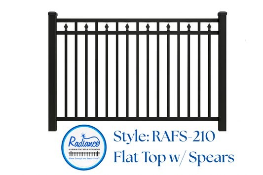 Flat Top with Spears Style - RAFS-210 - 54" or More = Pool Code Compliant - 6' Wide Panels