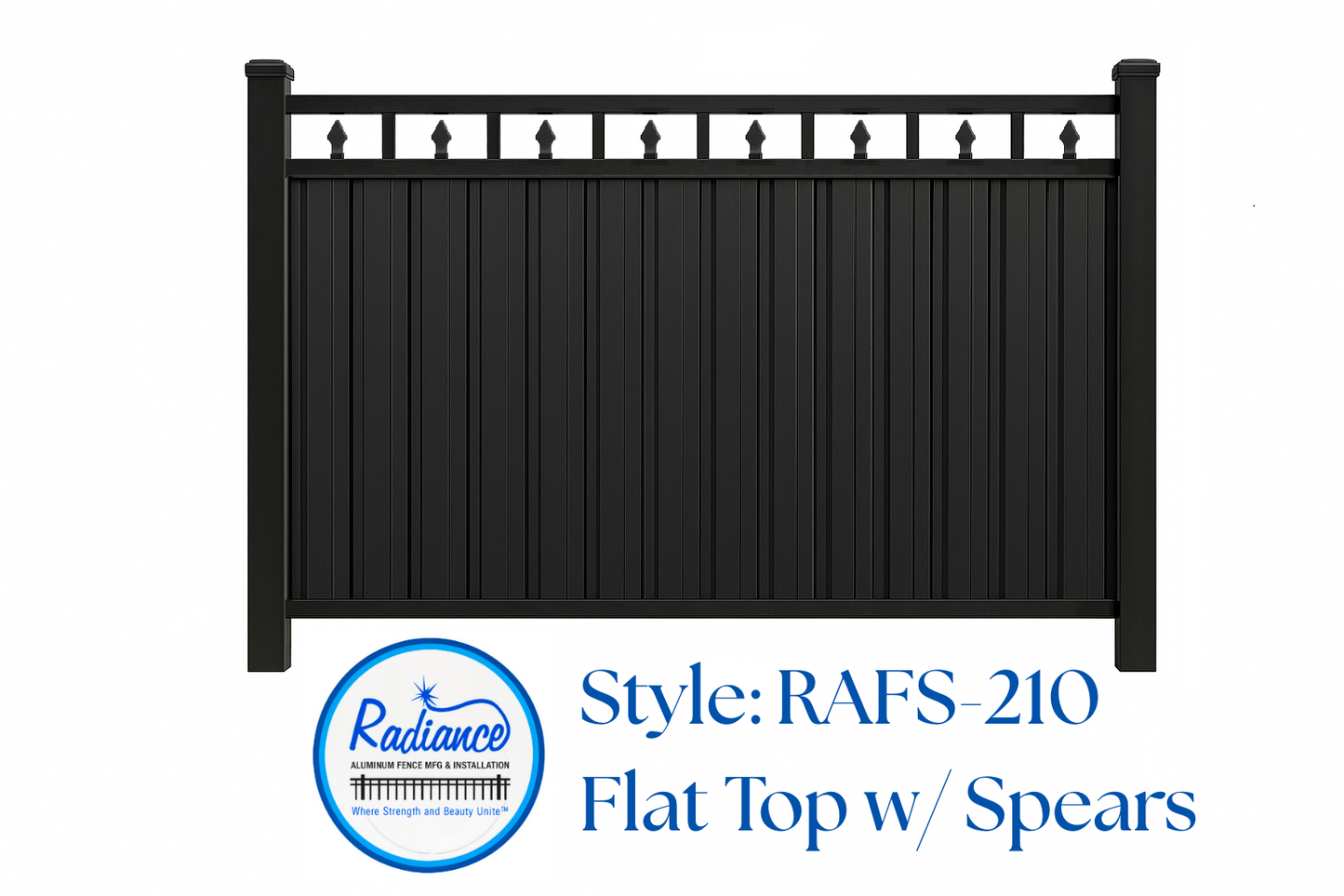 Flat Top with Spears Style - RAFS-210 - Privacy - 6' Wide Panels