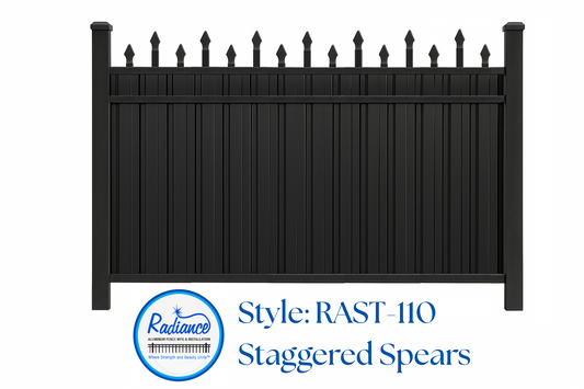 Staggered Spear Top Style - RAST-110 - Privacy - 6' Wide Panels